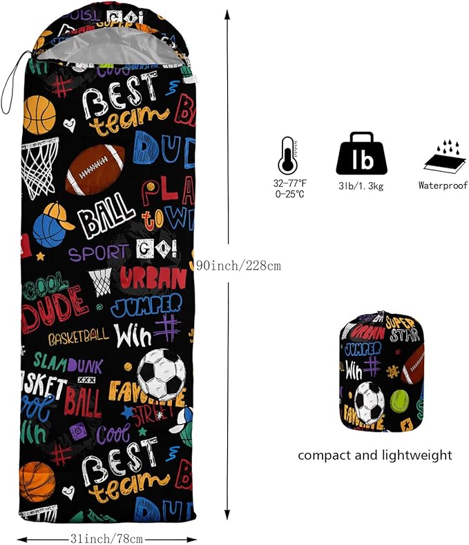 Sleeping Bags for Adults Kids,Backpacking Camping Sleeping Bag for Girls Boys Lightweight Waterproof Cold/Warm Weather Sleeping Bag for All Season