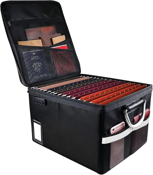 Fireproof Document Box, Fireproof Organizer Safe Box with Lock, Portable Office Storage Cabinet for Hanging Letter/Legal Folder 16.1 x 12.9 x 11in