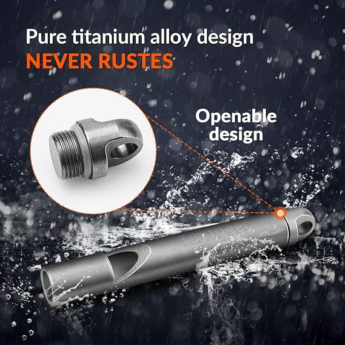 Titanium Emergency Whistle, 120db Safety Whistle with Keychain Rings for Outdoor Camping Hiking Boating Backpacking Fishing Kayak Kids Rescue Signaling Loud Survival Whistle