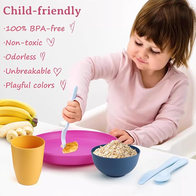 Homienly Wheat Straw Plates 9 Inch, Unbreakable & Lightweight, Alternative for Plastic, Microwave & Dishwasher Safe, Set of 8, Pink Flower Series