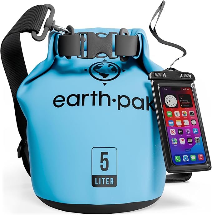 Earth Pak Waterproof Dry Bag - Roll Top Waterproof Backpack Sack Keeps Gear Dry for Kayak with Waterproof Phone Case