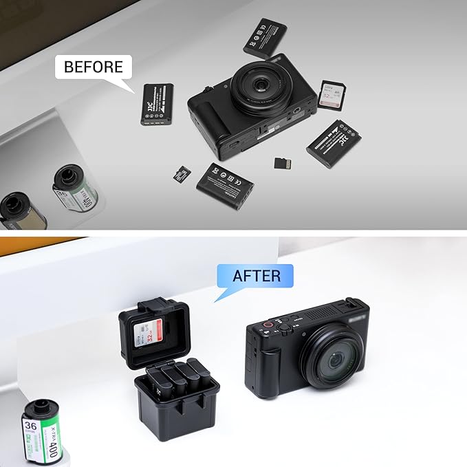 DB-110 LI-92B LI-90B NP-50 Battery and SD Micro SD Card Case, Water-Resistant & Shockproof, Camera Battery Case Holder Storage Box for 4X DB-110/LI-90B/LI-92B/EN-EL19/EN-EL10/NB-13L/NP-BX1/SLB-11A