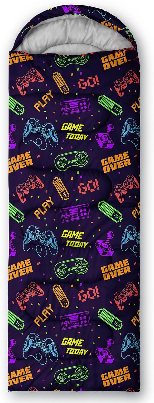 AILONEN Blue Glowing Basketball Sleeping Bag for Kids Boys,Warm and Cool Weather,Lightweight,Waterproof Backpacking,City Theme Ball Sports Sleeping Bag for Camping