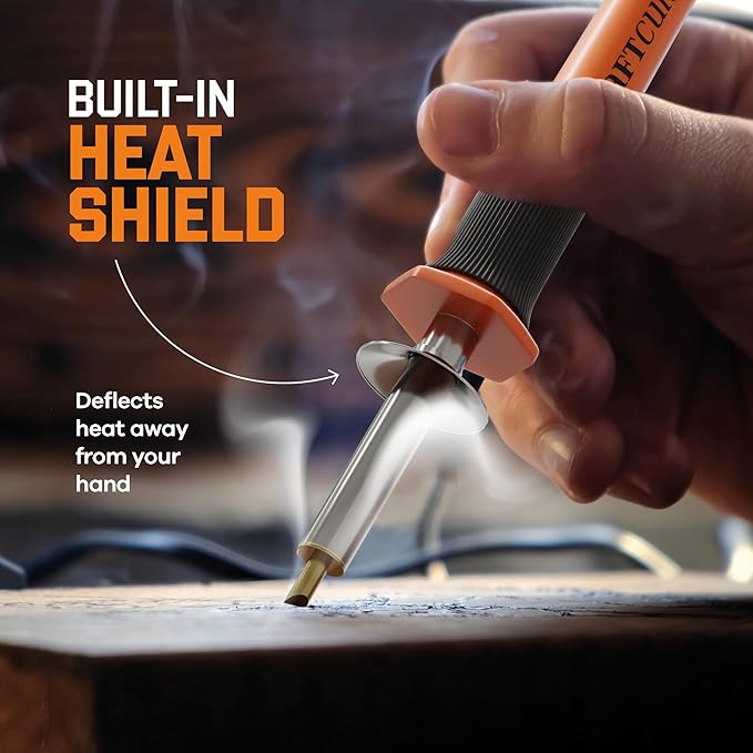 Craft Culture Wood Burning Tool Pen - Craft Burning Tools for Adults & Teens - Wood Burner Kit, Engraver, Carver, Pyrography, Woodburning - Includes 9 Premium Tips - Adjustable Temperature Control