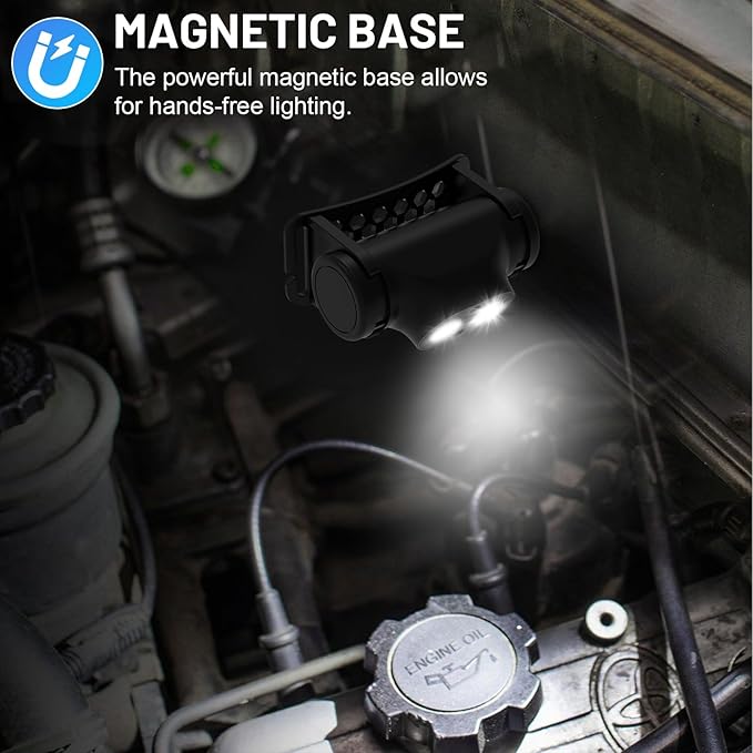 High Lumens Rechargeable Magnetic LED Headlamp for Camping, Hiking, Caving, Fishing, Waterproof Impact-Resistant Bright Head Light with 4 Light Modes, Adjustable Headstrap (5 Pack Magnetic Headlamp)