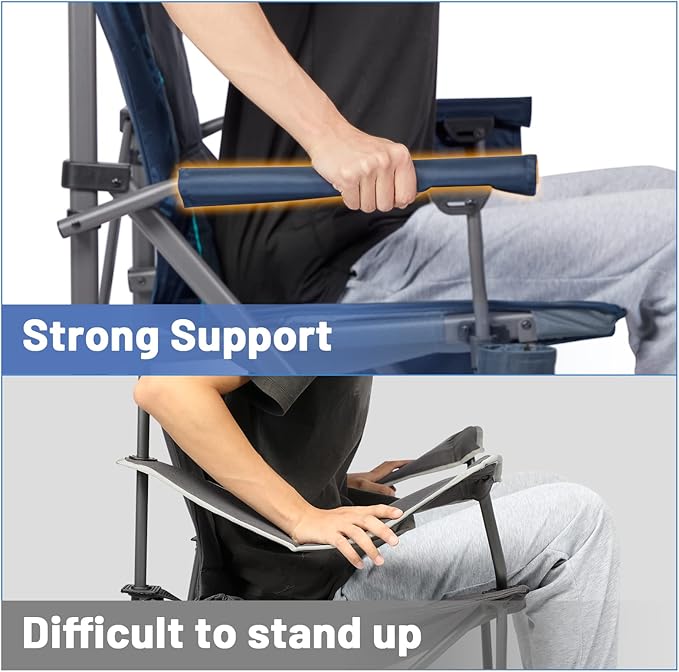 TIMBER RIDGE Oversized Folding Camping Chair High Back Heavy Duty for Adults Support up to 500lbs with Cup Holder, Side Pocket Cooler Bag