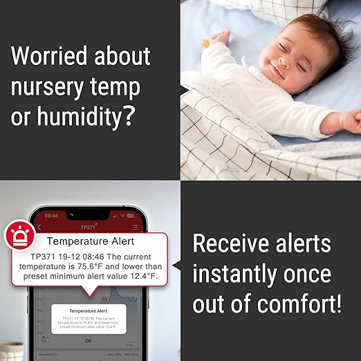 ThermoPro WiFi Hygrometer Thermometer, Wireless Humidity Meter Temperature and Humidity Monitor with Reliable Connectivity, Smart Temperature Sensor with App Notification Alerts & Data Storage Export