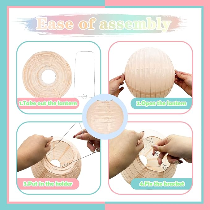 12Pcs 8" Colorful Pastel Paper Lanterns for Classroom Spring Children's Room Mother's Day Baby Shower Wedding Birthday Party Decorations, Macaron Rainbow Pastel Classroom Decor (8 inch)