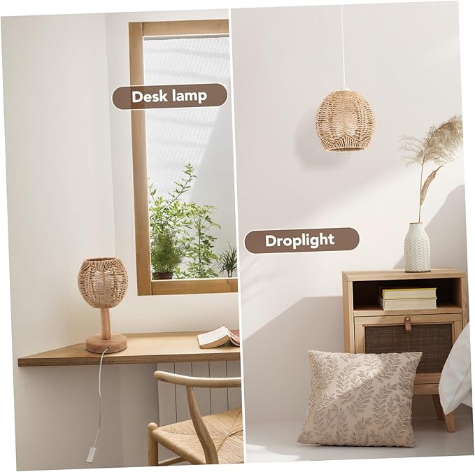 2pcs Imitation Rattan Lampshade Chandelier Lampshade Imitated Woven Lamp Shade Hanging Lamp Shade Chandelier Shade Modern Style Lampshade Household Lampshade Creative Lampshade