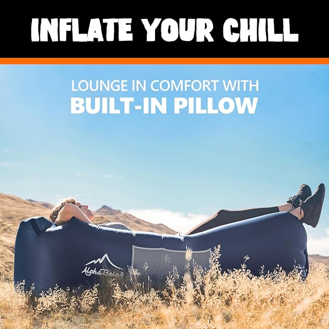 AlphaBeing Inflatable Lounger Beach Chair Accessories, Air Sofa Hammock Inflatable Couch for Camping Backyard Lakeside with Compression Sacks, Ideal Outdoor Gifts for Adults