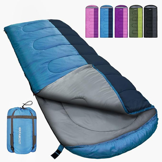 XL 10 Degree Sleeping Bags Waterproof for Adults 350GSM Machine Washable with Compression Sack for 3-4 Season Camping Outdoor