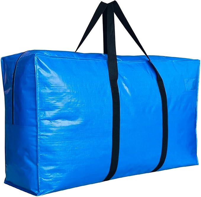 Extra Large Storage Bags, Jumbo Moving Tent Storage Bags, Waterproof Foldable Big Blue XL Duffle Bag for Travel, 38x23x11inch - 1PACK