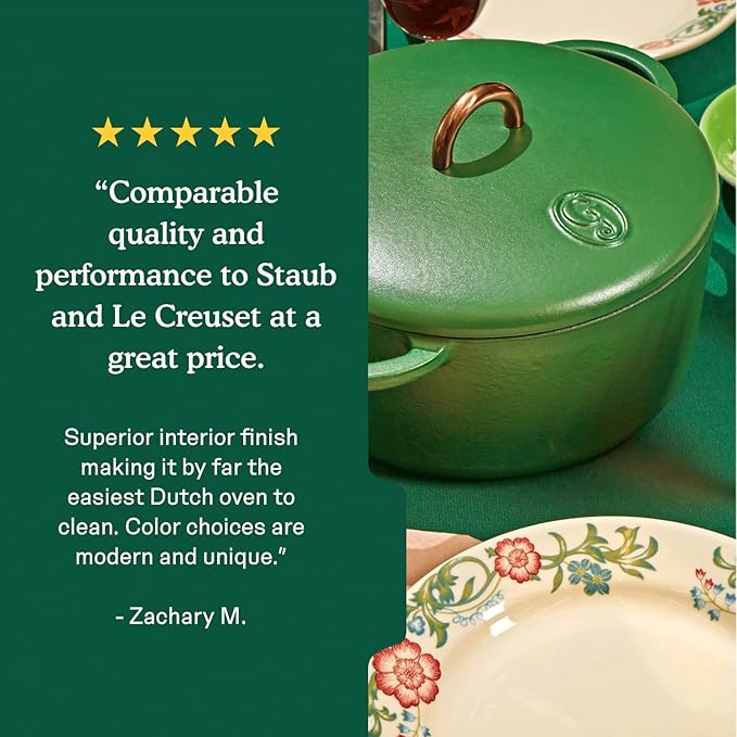 Great Jones Dutch Baby Dutch Oven with Lid (Broccoli, 3.5-Quart) | Enameled Cast Iron, Round Shape | Safe for Stovetops & Ovens up to 500°F | Space-Saving & Dishwasher-Friendly | Small-Batch Cooking