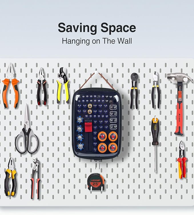 Luxtude Battery Organizer Storage Case with Tester, Clear Batteries Storage Organizers Holds, Hard Battery Holder Organizers, Portable Batteries Case Organizer, Drawer Caddy (Blue)