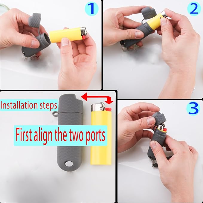5 Pck Waterproof Lighter Case Cover Holder for BIC Regular Lighters Sleeve Type J6 Outdoor Survival Multipurpose Seal Lighter Pouchfor Hiking and Camping (Gray)