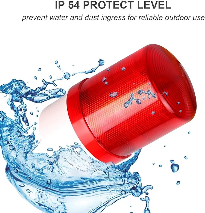 Industrial LED Rotating Strobe Beacon Warning Lights, Electrical Revolving Signal Lights for Emergency, 24v DC, Red, No Buzzer