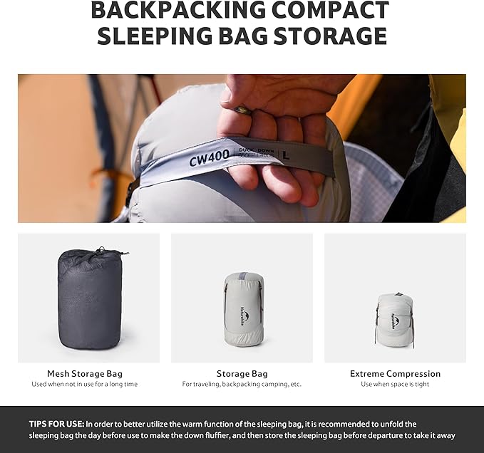 Naturehike 0 Degree Ultralight Down Sleeping Bag for Adults, 650FP Backpacking Cold Weather Sleeping Bag with RDS Down, 28.9℉ for Camping, Hiking, 2025 Model