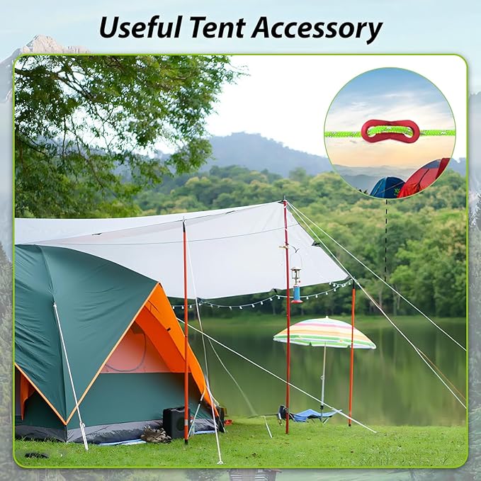 CONBOLA 6 Pack 5 mm Guy Lines Ultralight Tent Cords with Aluminum Adjuster Tensioner Outdoor Camping Guylines Ropes for Tent Tarp, Canopy Shelter, Climbing, Hiking Backpacking Gear