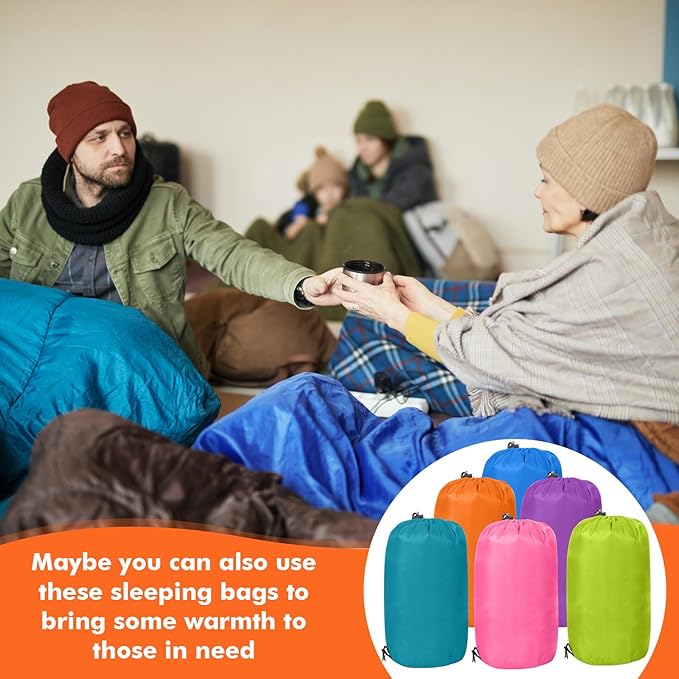 Macarrie 6 Pack Camping Sleeping Bags Bulk for Adults, 4 Season Cold Weather Sleeping Bag with Compression Sack Lightweight Waterproof Essential Gear for Backpacking Hiking Travel