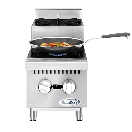 KoolMore KM-CRSU-12 12 in. Two-Burner Commercial Step Up Range, 52000 BTU,ETL Listed in Stainless-Steel