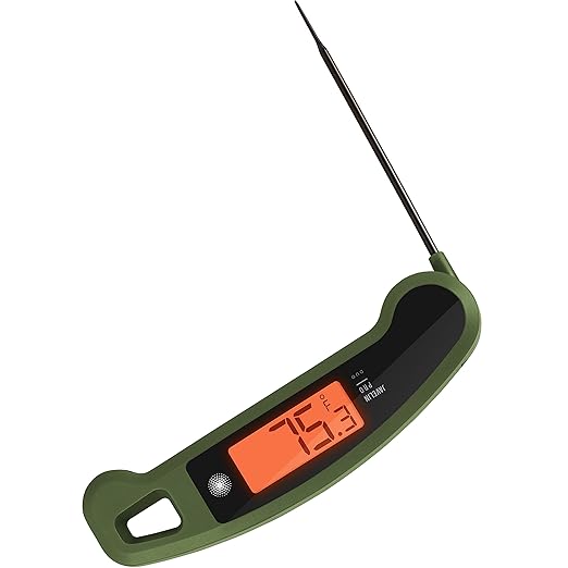 Lavatools Javelin® PRO Duo Ultra-Fast 2-Second Professional Digital Instant Read Meat Thermometer for Grill and Cooking, Auto-Rotating Backlit Display, IP65 Water Resistant – Olive