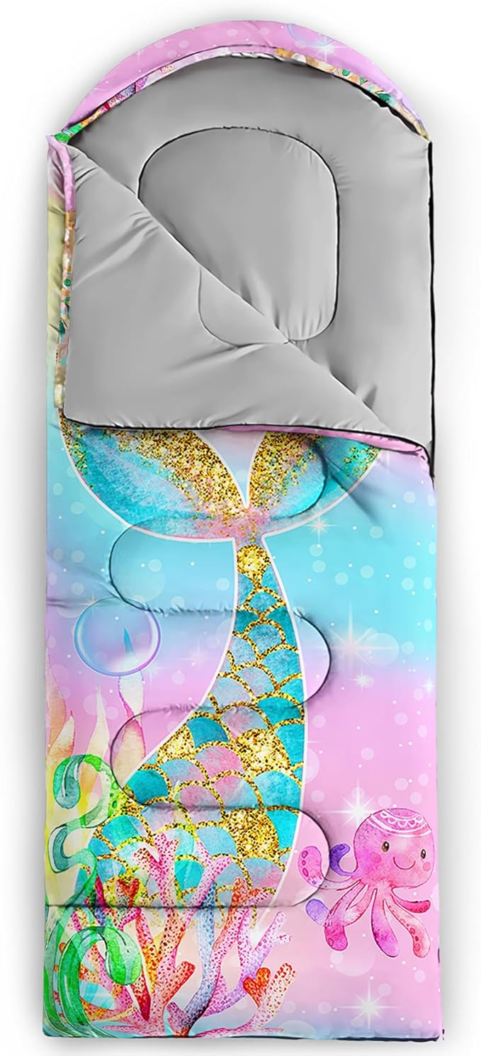 QOOMO Camping Sleeping Bags,3 Season Warm & Cool Weather,Lightweight,Waterproof Sleeping Bags for Adults & Kids,Traveling,and Outdoors,Camping Gear Equipment