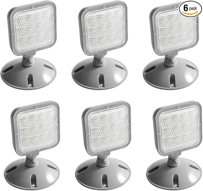 LED ENERGY PLUS Remote Outdoor Emergency Light Head – Single Head LED Lamp, Weatherproof Emergency Exit Lighting – 3.6V OR 9.6V Volts, 1.7 Watts (6 Pack)