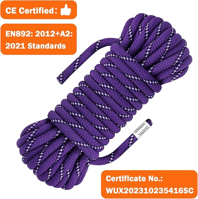 AOLEBA 10.5 mm Static Climbing Rope 10M(32ft) 20M(64ft) 30M(96ft) 50M(160ft) 70M(230ft) Outdoor Rock Climbing Rope, Escape Rope Ice Climbing Equipment Fire Rescue Parachute Rope