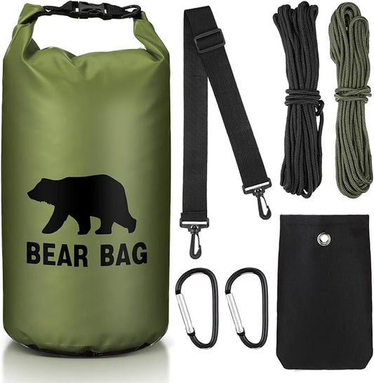 1 Set Bear Food Bag for Camping Ultralight Food Hanging System Includes Waterproof Bear Bag, Nylon Ropes, Hooks for Camping Backpacking