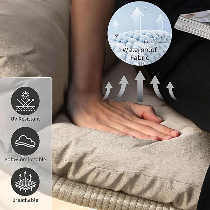 Hanging Egg Chair with Stand, Outdoor Indoor Egg Swing Chair with Cushion Headrest for Patio, Porch, Balcony, Bedroom, 350LBS Capacity (Brown)