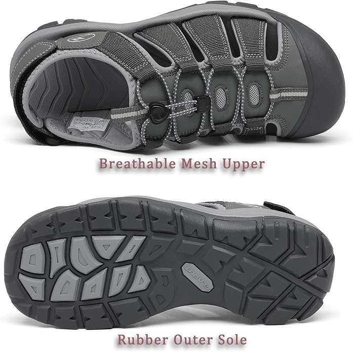 FLARUT Men's Athletic Sandals - Closed Toe Sport Hiking & Outdoor Walking Water Sandals with Anti-Slip Cushioning and Breathable Mesh