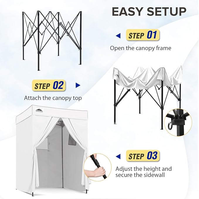 EAGLE PEAK Flex Compact 5x5 Pop-up Canopy Changing Room, Portable Privacy Dressing Room for Indoor Fashion Photoshoots, Camping, or Pool, White