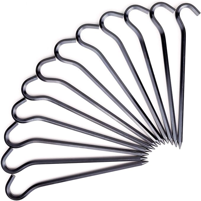 Tent Pegs - Aluminium Tent Stakes Pegs with Hook - 7’’ Hexagon Rod Stakes Nail Spike Garden Stakes Camping Pegs for Pitching Camping Tent, Canopies