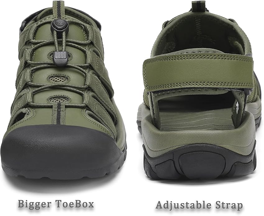 FLARUT Men's Athletic Sandals - Closed Toe Sport Hiking & Outdoor Walking Water Sandals with Anti-Slip Cushioning and Breathable Mesh