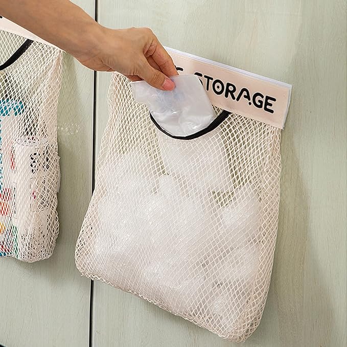 Mesh Storage Bags 12Pcs, Polyester Hanging Storage Mesh Bag for Bathroom, Kitchen, Hotel and University Dorm, Space-Saving Bedside Storage Bag, Socks Organizer Bags, Small Car Net Pocket
