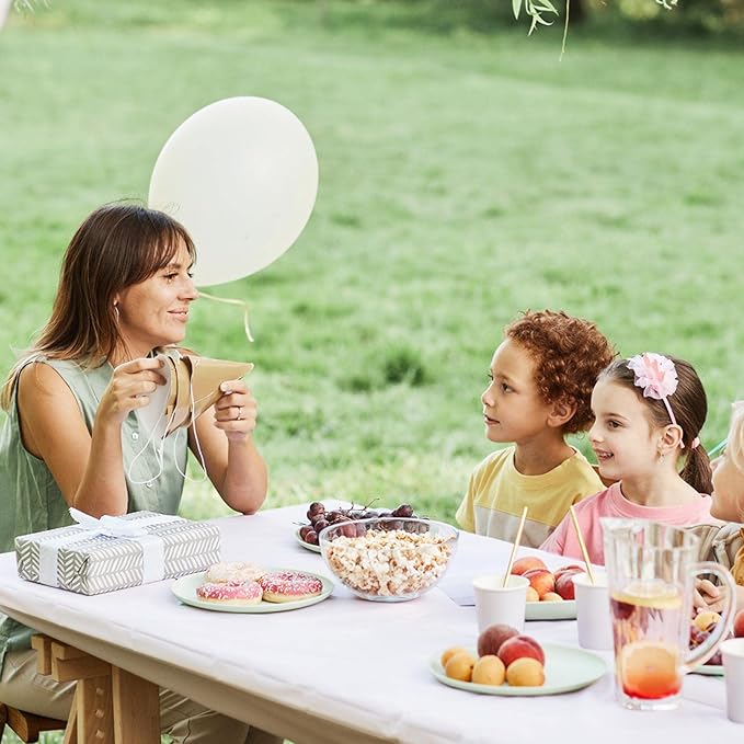 3 Pcs Picnic Table and Bench Fitted Tablecloth Cover for 6 Ft Table 30 x 72 Inch Vinyl Fitted Elastic Edges Waterproof Wipeable Tablecloth for Indoor Outdoor Travel Picnics Patio Camping (White)