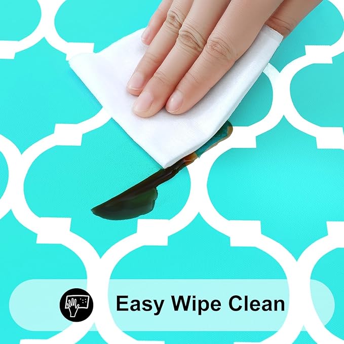 Smiry Rectangle Picnic Table Cover, Waterproof Elastic Fitted Camping Tablecloths for 5 Foot Tables, Wipeable Flannel Backed Vinyl Tablecloth Protector for Indoor, Outdoor (Teal, 36x60 Inches)