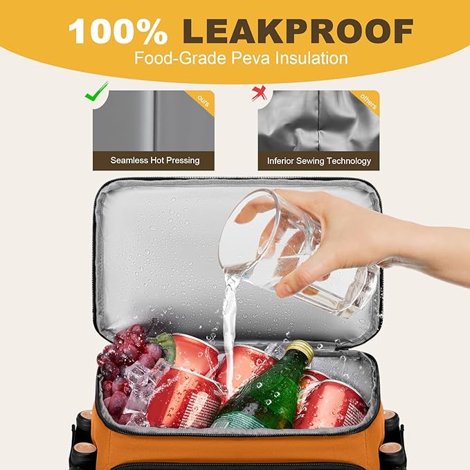 Cooler Backpack - 40 Cans Insulated Backpack Cooler for Men & Women, Portable 2 Leak Proof Compartments Coolers Bag for Beach Travel Picnic Lunch Hiking BBQ Camping - MIYCOO