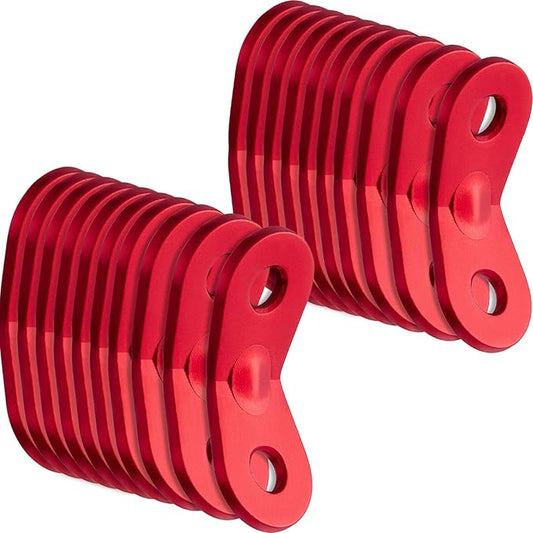 SATINIOR 20 Pieces Aluminum Alloy Guyline Cord Adjuster Tent Tensioners Rope Adjusters for Outdoor Camping Hiking (Red, one Size)