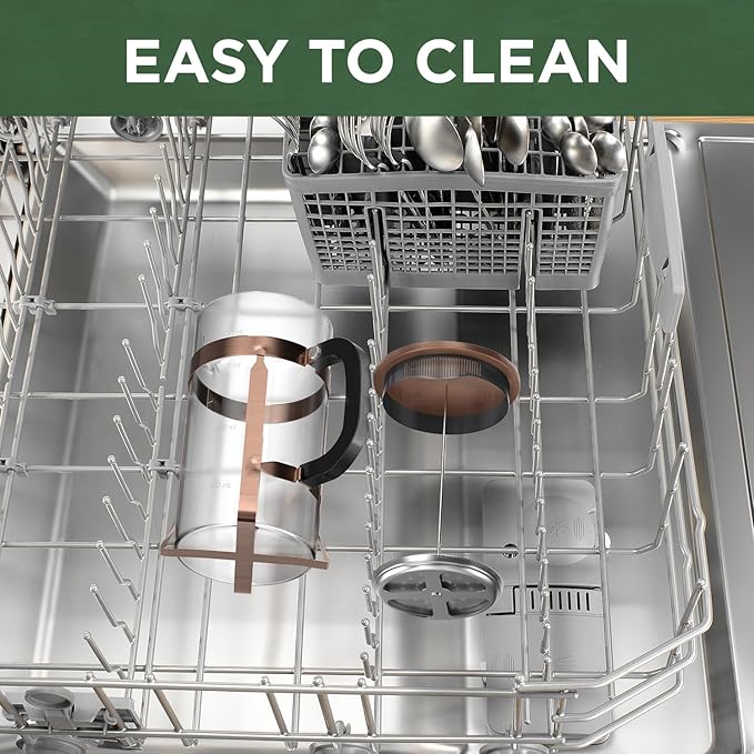 French Press Coffee Maker - 21 Ounce / 600ML, Stainless Steel & Heat-Resistant Borosilicate Glass - Ideal for Cold Brew, Espresso, 4-Filter System