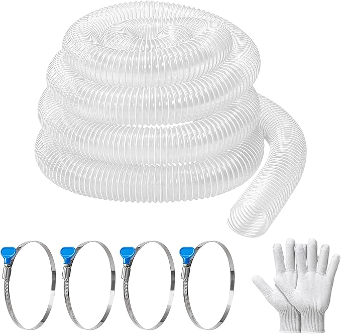 2 1/2" x 20' PVC Dust Collection Hose, Puncture-Resistant, Heavy-Duty Flexible Clear Fume Hose with Carbon Steel Wire Coil for Dust Collection Systems, Woodworking, Workshops