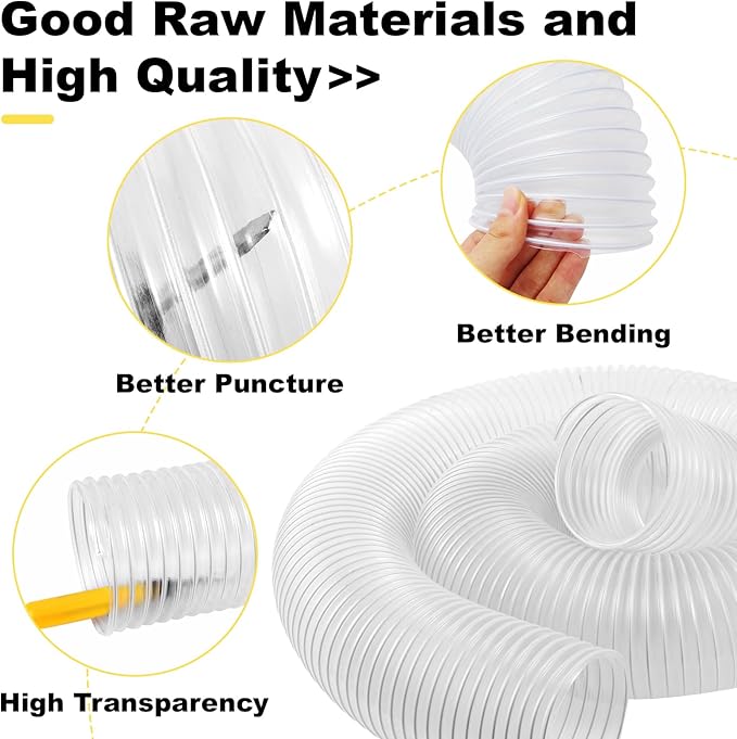 4"x15'Dust Collection Hose,4 Inch Dust Collection Tube with 304 Stainless Steel Hose Clamps,PVC 4 Collector Flexible Tube- Puncture Resistant(4"x15')