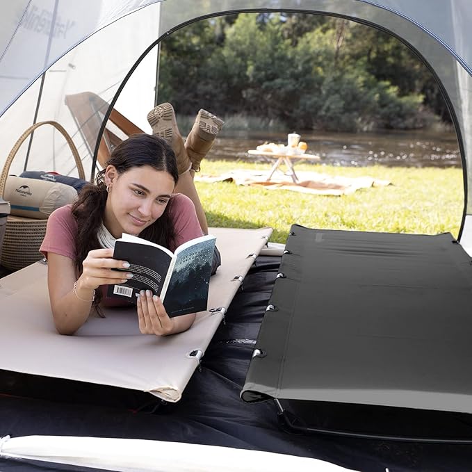 Naturehike GreenWild Camping Cot, Ultralight Folding Backpacking Cot, Supports 330lbs, Portable Camping Bed for Adults for Camping Hiking Travel Home, Black