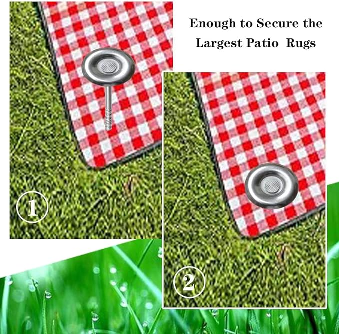 14 Count Outdoor Rv Rug Stakes, Stainless Steel Spiral Patio Mats Stakes, Used for Fixing Rugs, Tents, Tarps, and RV Mats，Rv Camping Accessories for Outside,Camper Must Haves