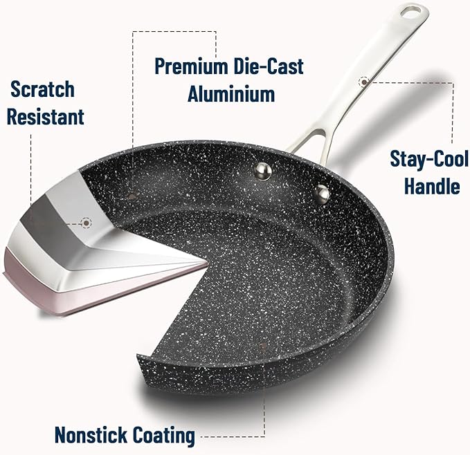 UCC LIFE Non Stick pots and pans set, 9.5" and 12" Kitchen Cookware Pot 2 Piece Set, Stainless Steel Handle, Bottom can Withstand High Temperatures (PFOA PFAS PTFE Free)