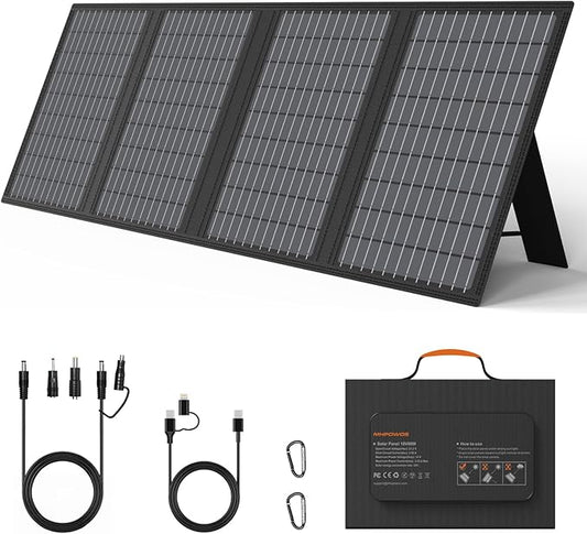 60W Portable Solar Panels Charger with USB-C, USB-A and DC Outputs Foldable IP67 Waterproof Solar Panel for Camping Hiking, Power Emergency for Small Power Station Generator, Phones, Power Bank