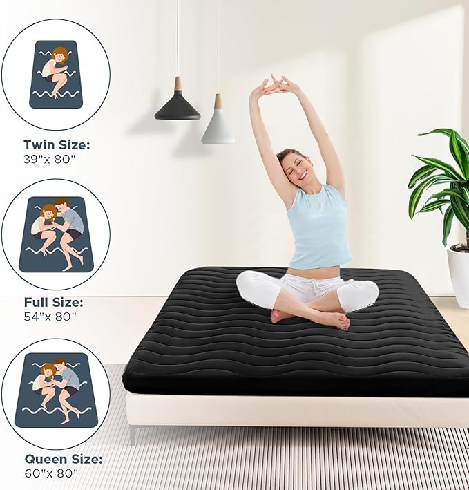 Japanese Floor Mattress, 100% High Density Comfortable Foam, 4" Thicken Foldable Mattress Tatami Mat Sleeping Pad, Ideal for Comfort and Support, Kids Floor Lounger Pillow Bed Sofa, Black, Twin