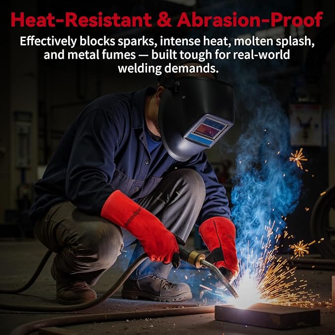 16 Inch Welding Gloves Heat Resistant 932°F for MIG/TIG/Stick Welding/Forging