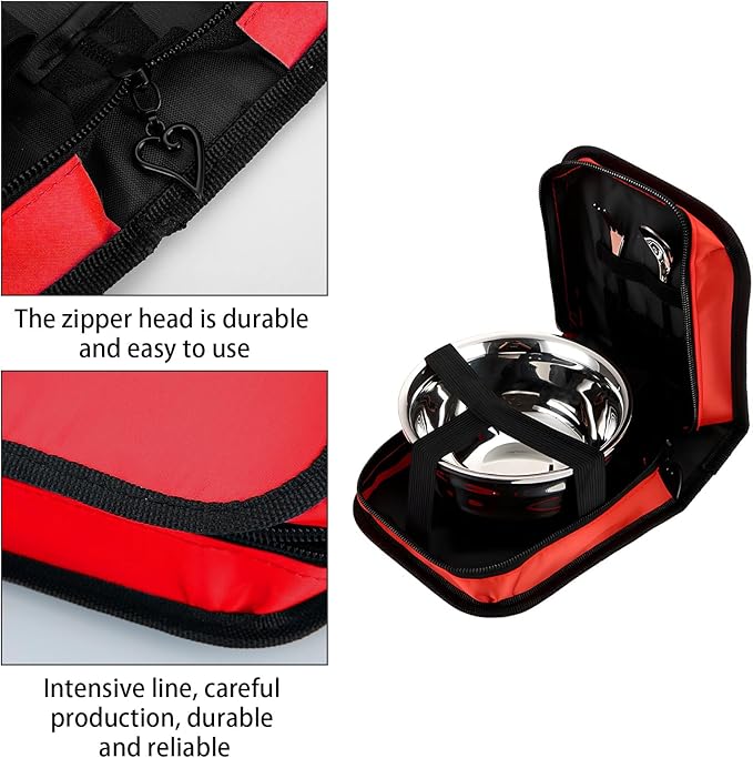 Travel Camping Cooking Utensils Organizer Bag, Portable Storage Pouch for BBQ Camp Cookware Kitchen Accessories Kit Bag, Suitable for All Kinds of Tableware Storage, Red