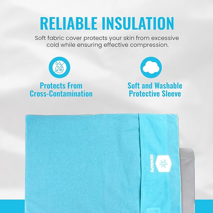 ICEWRAPS Extra Cover ONLY for 10"x14" Clay Ice Pack | Reusable and Washable Soft Fabric Cover for Cold Pack | Fabric Cold Compress Sleeve | 10"x14" Soft Ice Pack Cover | Blue Fabric Cover Only